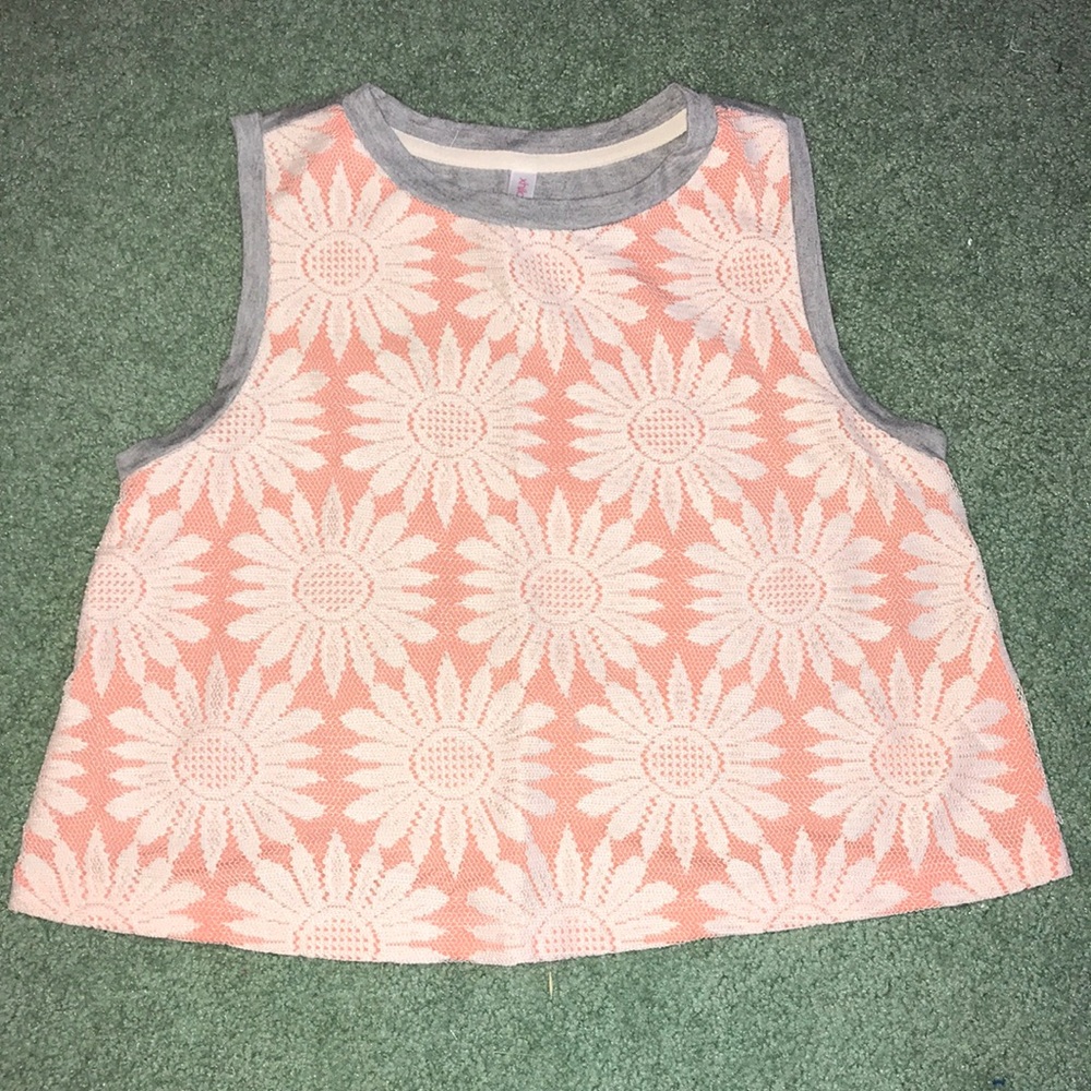 Orange and cream lace crop top